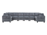 Walterboro Dark Gray 8-Piece Sectional with Storage, Storage Pouches and Charging Ports - Ornate Home