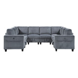 Walterboro Dark Gray 8-Piece Sectional with Storage, Storage Pouches and Charging Ports - Ornate Home