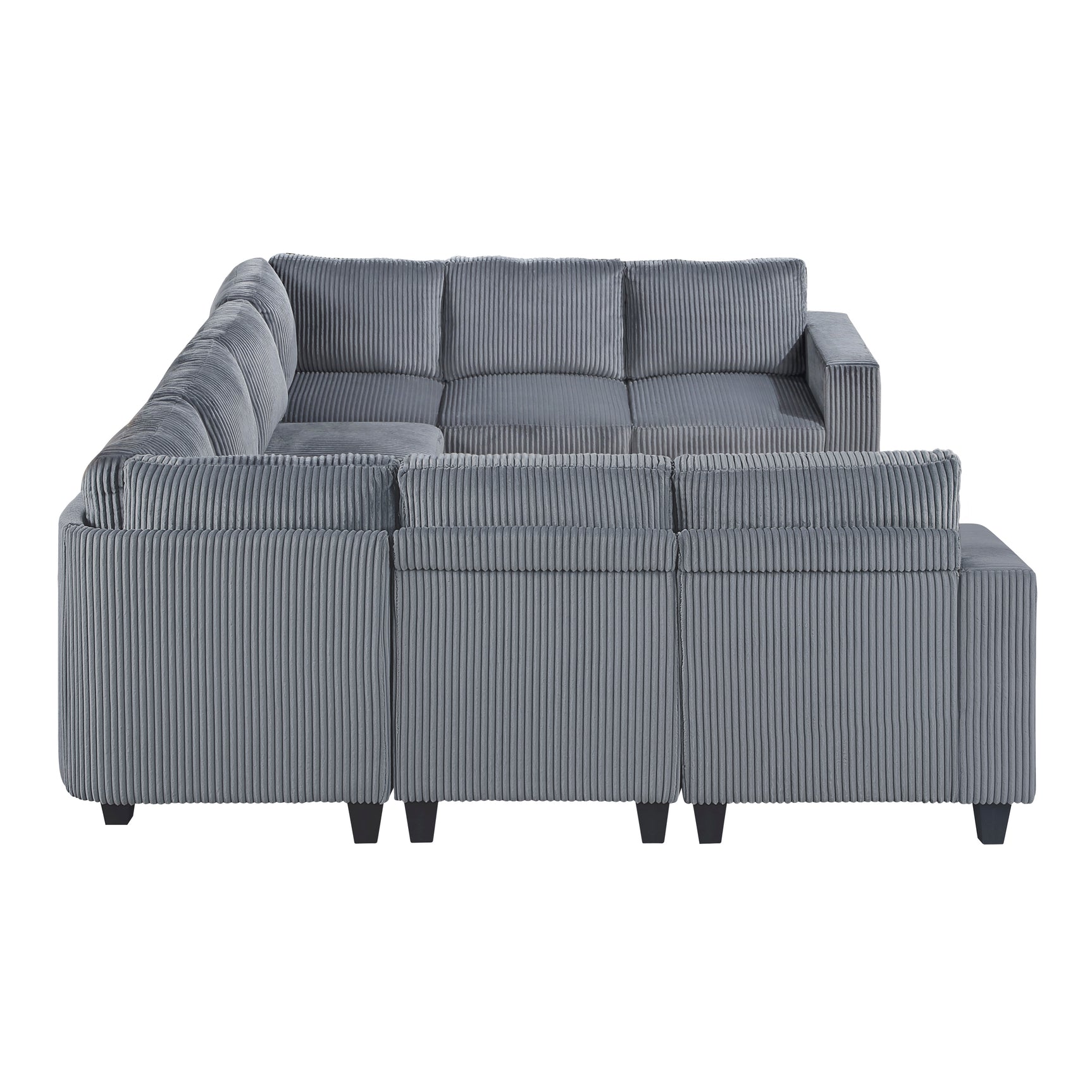 Walterboro Dark Gray 8-Piece Sectional with Storage, Storage Pouches and Charging Ports - Ornate Home