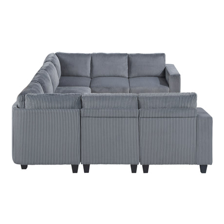 Walterboro Dark Gray 8-Piece Sectional with Storage, Storage Pouches and Charging Ports - Ornate Home