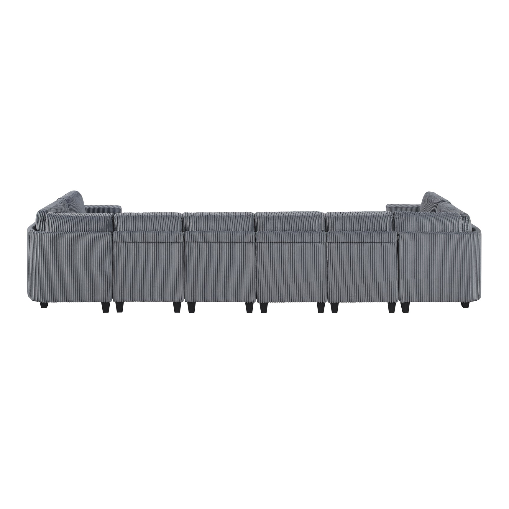 Walterboro Dark Gray 8-Piece Sectional with Storage, Storage Pouches and Charging Ports - Ornate Home