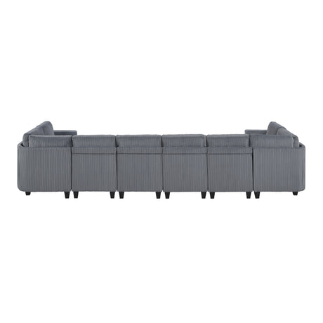 Walterboro Dark Gray 8-Piece Sectional with Storage, Storage Pouches and Charging Ports - Ornate Home