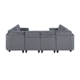 Walterboro Dark Gray 8-Piece Sectional with Storage, Storage Pouches and Charging Ports - Ornate Home