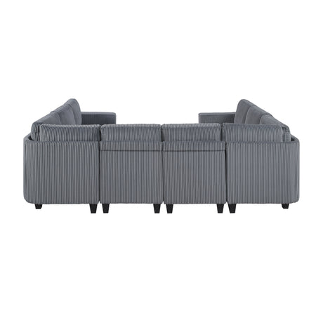 Walterboro Dark Gray 8-Piece Sectional with Storage, Storage Pouches and Charging Ports - Ornate Home