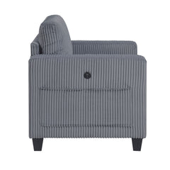 Walterboro Dark Gray Chair w/ Storage Pouches & Charging Ports - Ornate Home