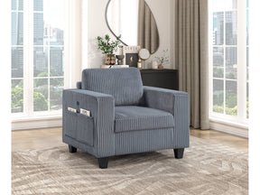 Walterboro Dark Gray Chair w/ Storage Pouches & Charging Ports - Ornate Home