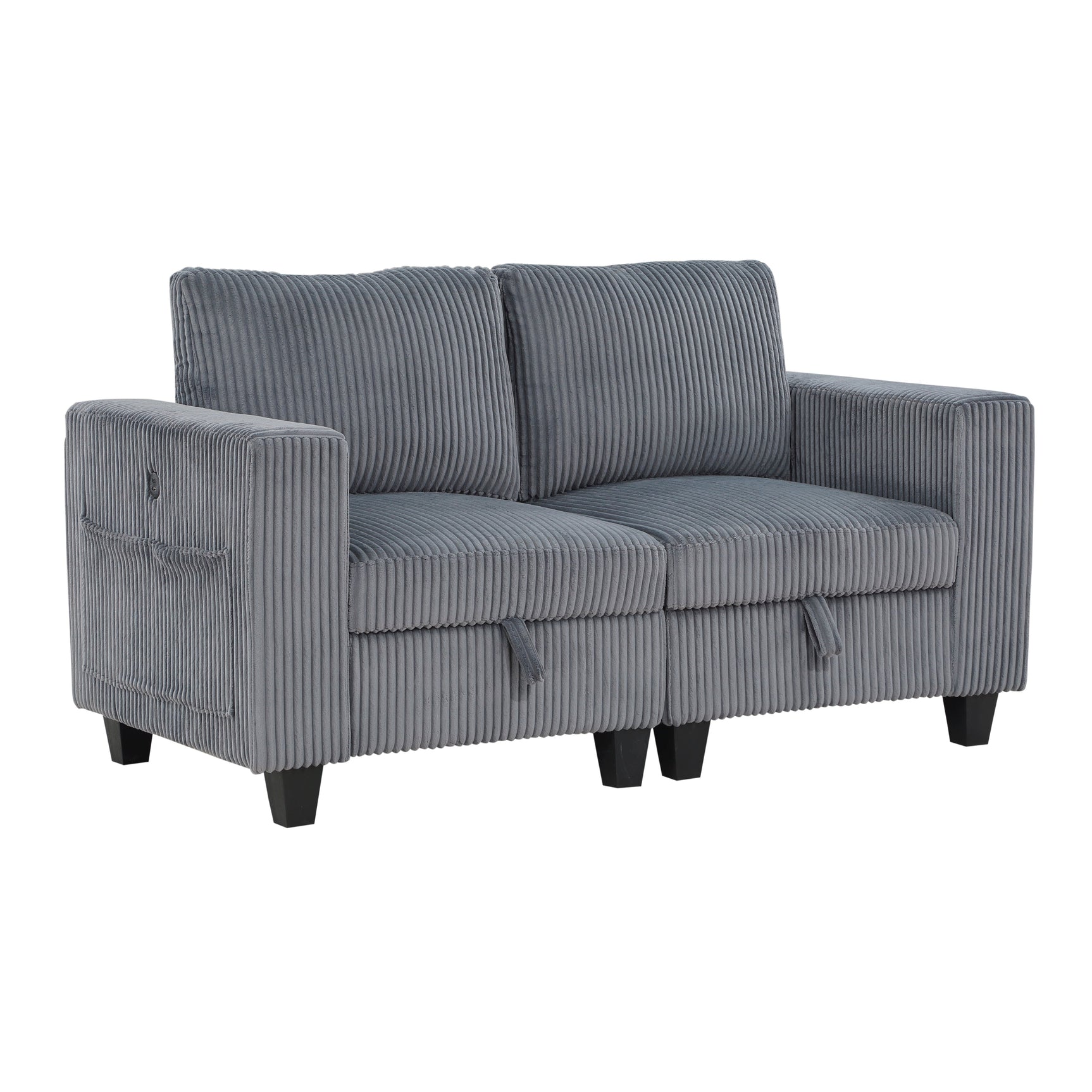 Walterboro Dark Gray Loveseat with Storage Pouches - Ornate Home