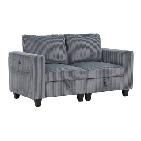 Walterboro Dark Gray Loveseat with Storage Pouches - Ornate Home