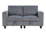 Walterboro Dark Gray Loveseat with Storage, Storage Pouches and Charging Ports - Ornate Home