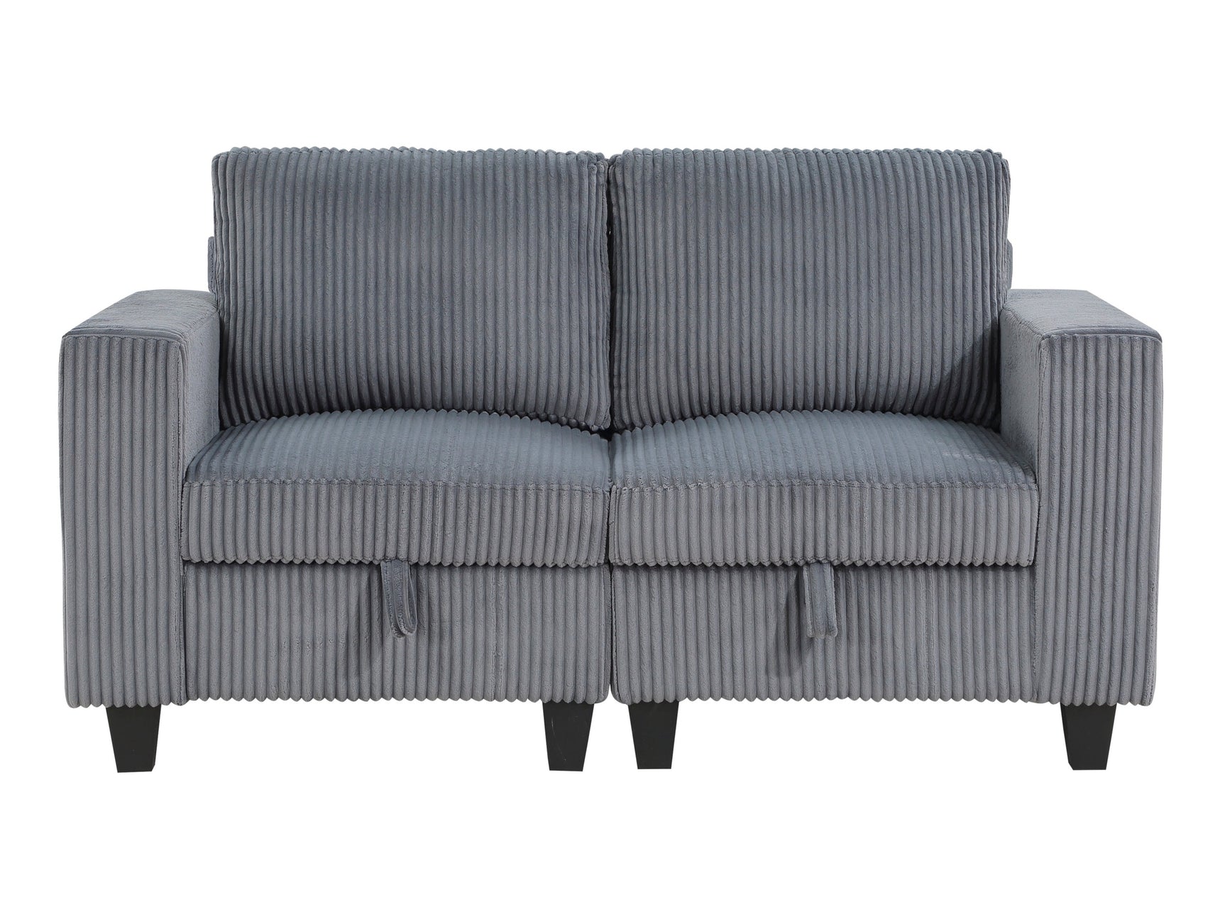 Walterboro Dark Gray Loveseat with Storage, Storage Pouches and Charging Ports - Ornate Home