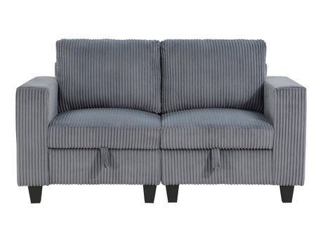 Walterboro Dark Gray Loveseat with Storage, Storage Pouches and Charging Ports - Ornate Home