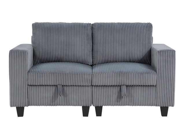 Walterboro Dark Gray Loveseat with Storage, Storage Pouches and Charging Ports - Ornate Home
