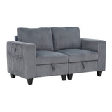 Walterboro Dark Gray Loveseat with Storage, Storage Pouches and Charging Ports - Ornate Home