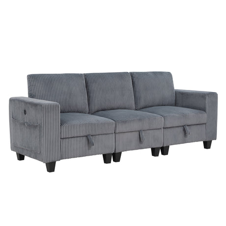Walterboro Dark Gray Sofa with Storage Pouches - Ornate Home