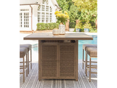 Walton Bridge Driftwood Outdoor Bar Table with Fire Pit - Ornate Home