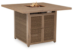 Walton Bridge Driftwood Outdoor Bar Table with Fire Pit - Ornate Home