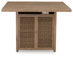 Walton Bridge Driftwood Outdoor Bar Table with Fire Pit - Ornate Home