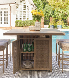 Walton Bridge Driftwood Outdoor Bar Table with Fire Pit - Ornate Home