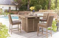 Walton Bridge Driftwood Outdoor Bar Table with Fire Pit - Ornate Home