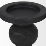 Wanda Matte Black Wood Pillar Candle Holders (Set of 2) - Ornate Home