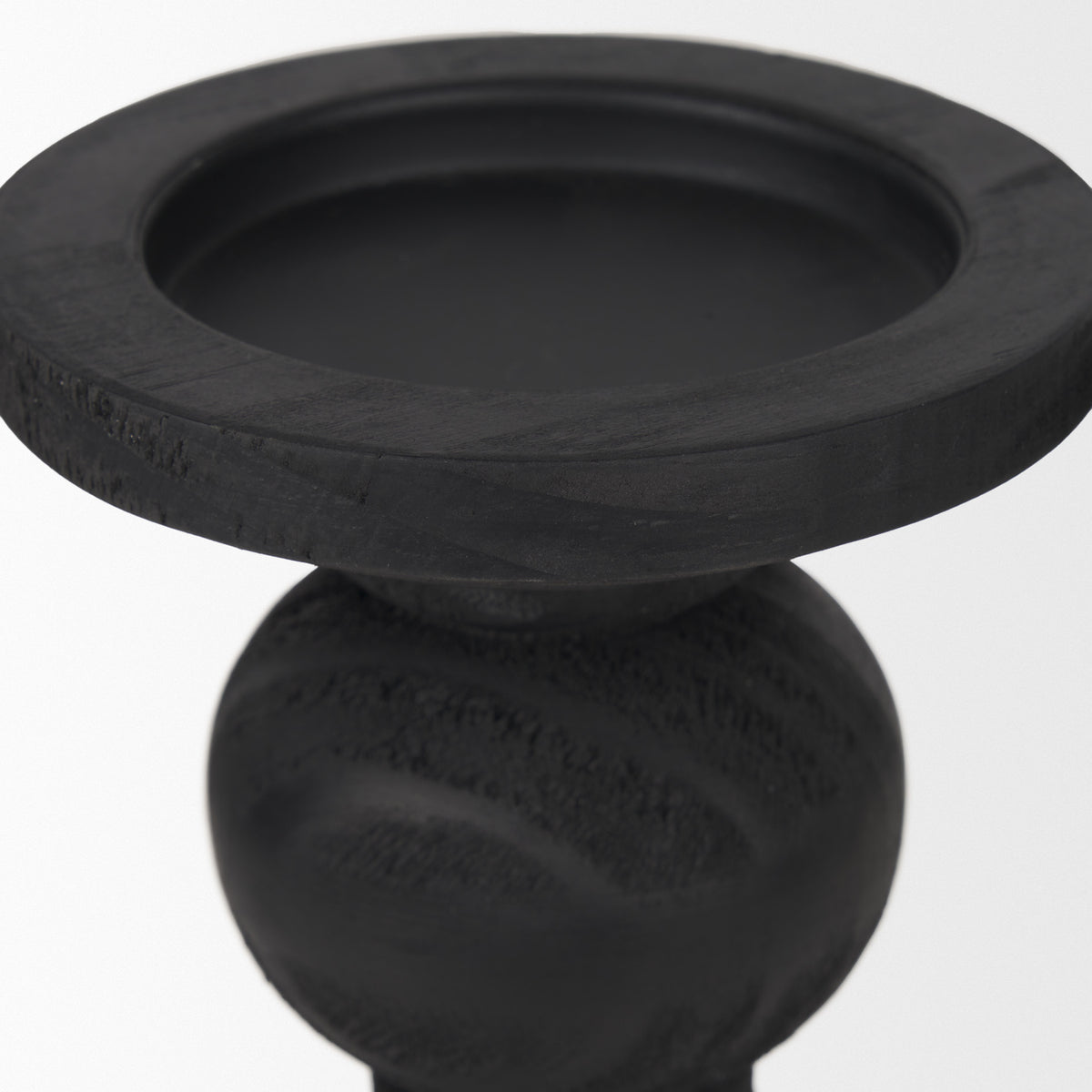 Wanda Matte Black Wood Pillar Candle Holders (Set of 2) - Ornate Home