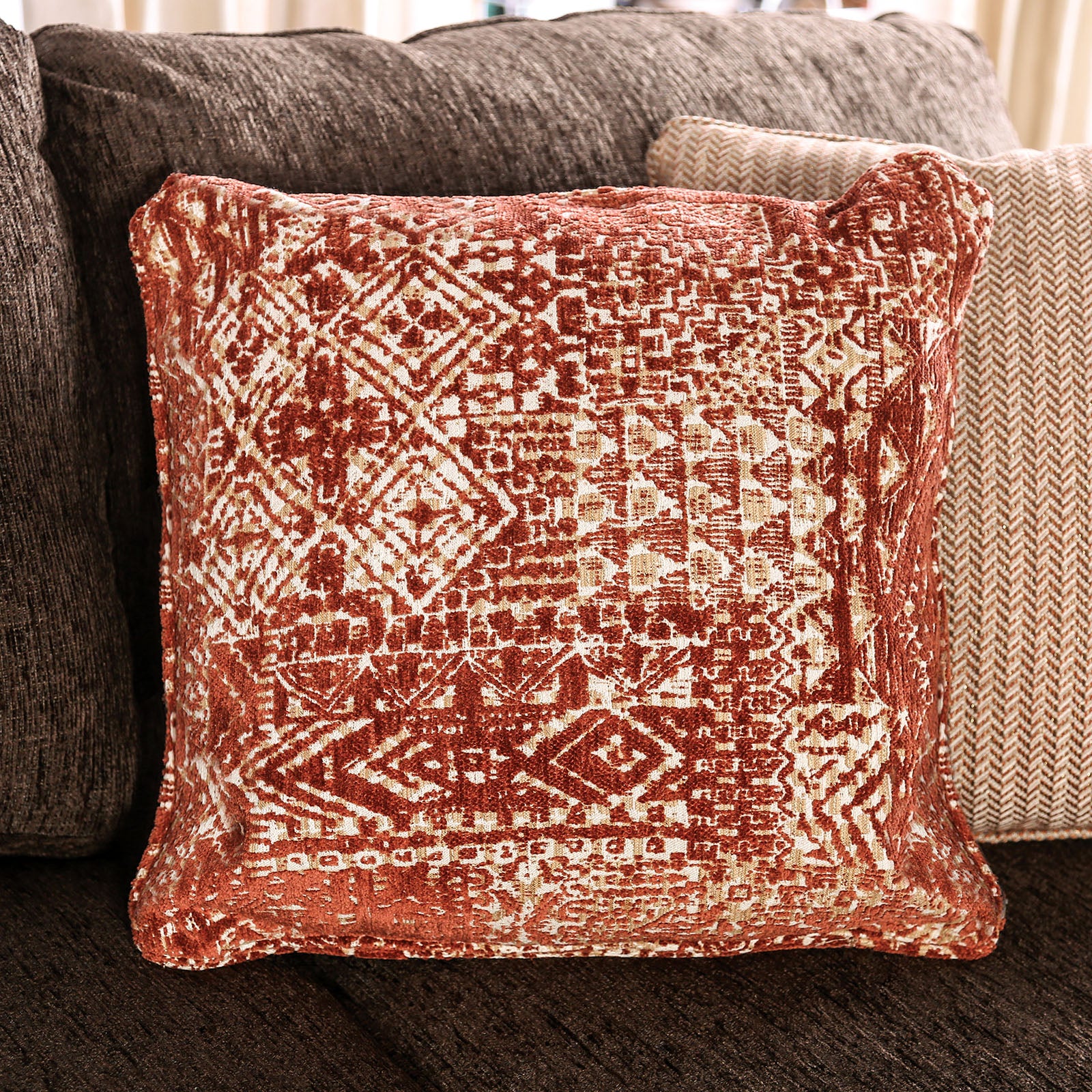 Wanstead Dark Brown/Rust Sectional - Ornate Home