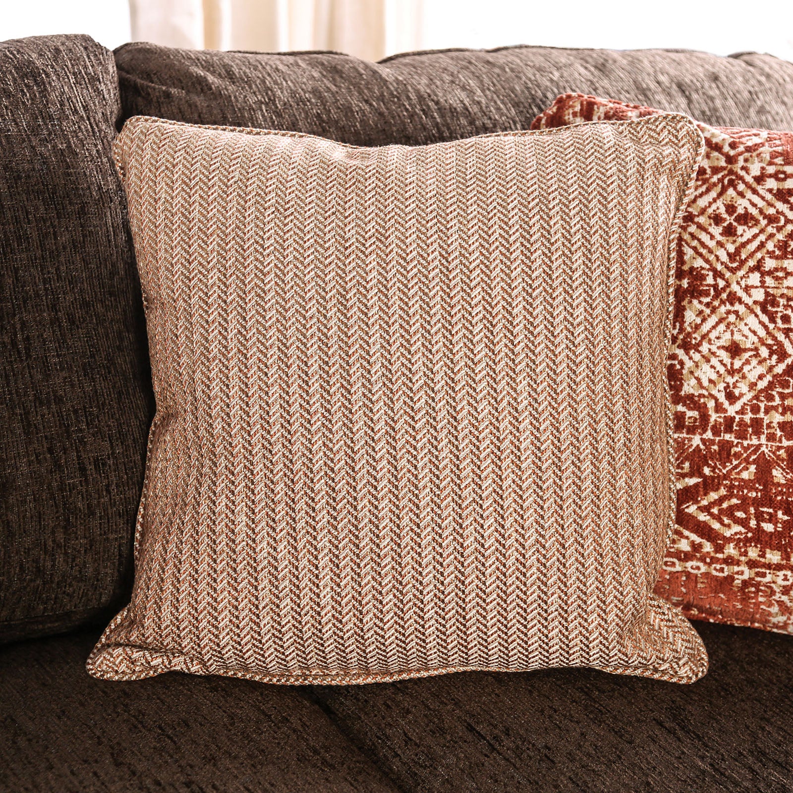 Wanstead Dark Brown/Rust Sectional - Ornate Home