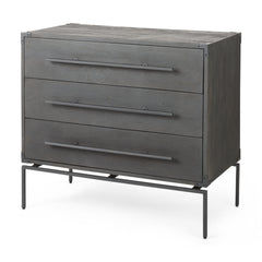 Ward Brown Wood and Iron 3 Drawer Accent Cabinet