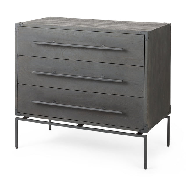 Ward Brown Wood and Iron 3 Drawer Accent Cabinet - Ornate Home