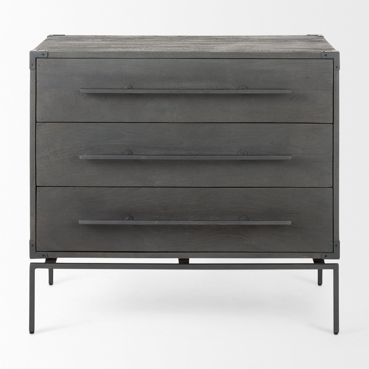 Ward Brown Wood and Iron 3 Drawer Accent Cabinet - Ornate Home