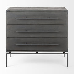 Ward Brown Wood and Iron 3 Drawer Accent Cabinet