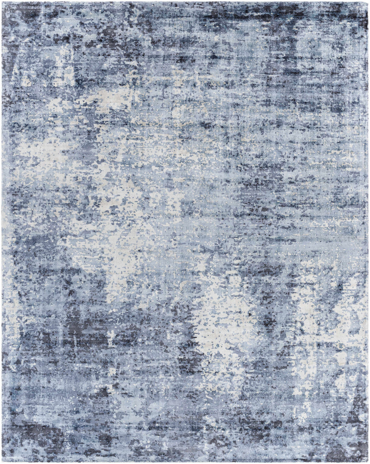 Wardle Abstract Blue/White Viscose Rug - Clearance - Ornate Home
