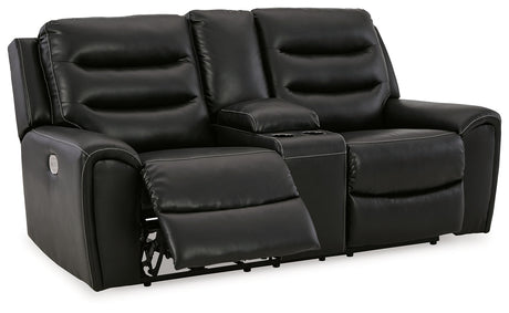 Warlin Black Power Reclining Loveseat w/ Console - Ornate Home
