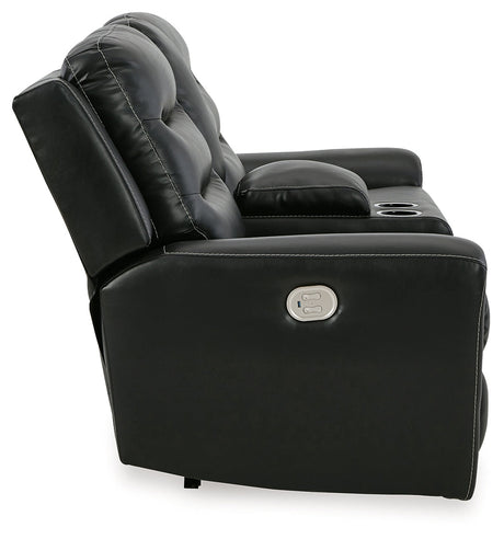Warlin Black Power Reclining Loveseat w/ Console - Ornate Home