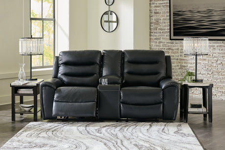 Warlin Black Power Reclining Loveseat w/ Console - Ornate Home