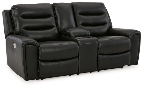 Warlin Black Power Reclining Loveseat w/ Console - Ornate Home