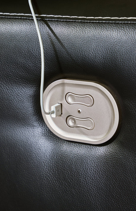 Warlin Black Power Reclining Loveseat w/ Console - Ornate Home