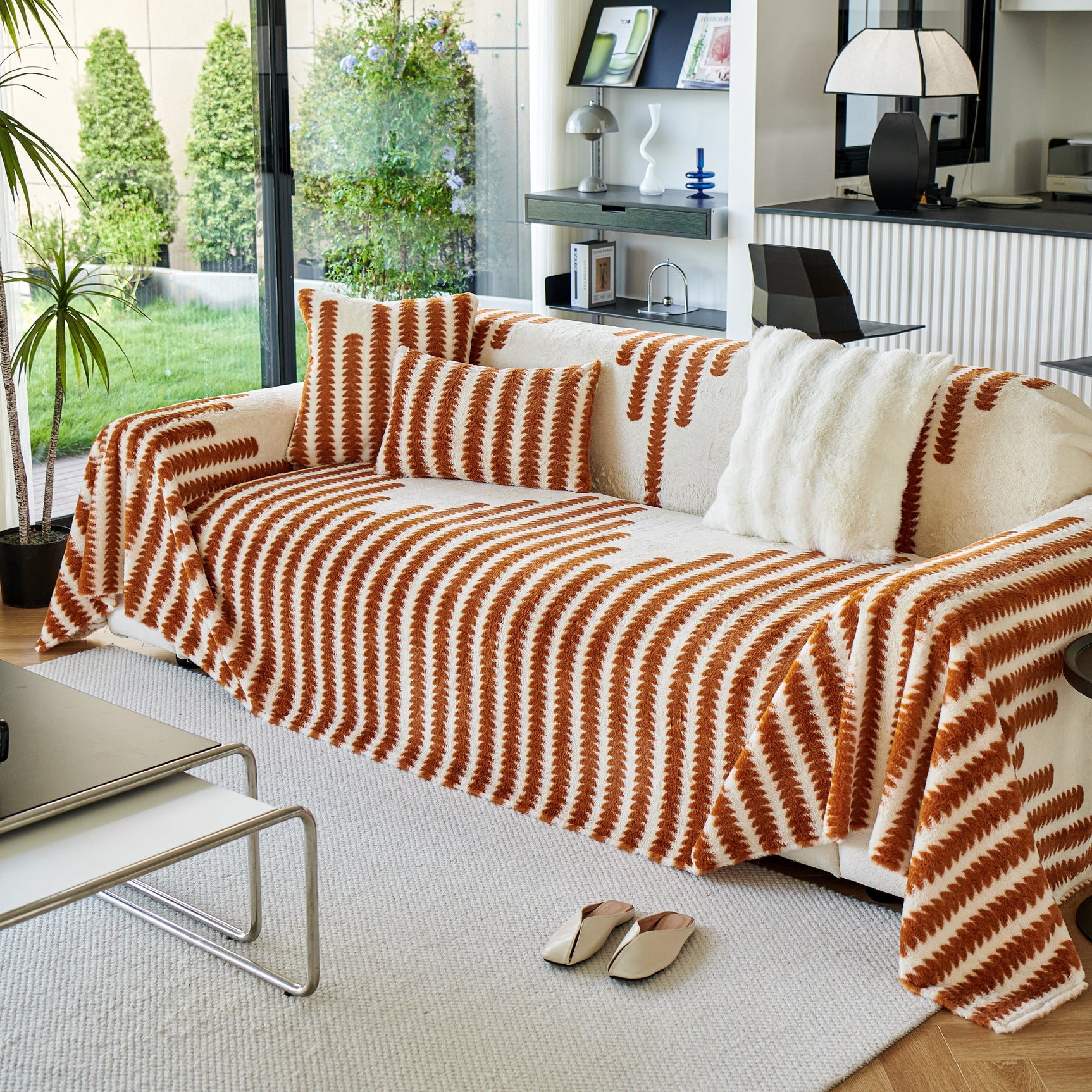 Warm Faux Fur Luxury Sofa Throw Blankets, Soft Cozy Thick Plush Shaggy Blankets for Couch Chair Bed - Ornate Home