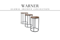 Warner Amber Round Wood Metal Nesting Tables - Ornate Home