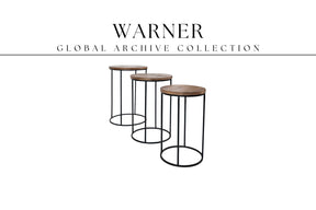 Warner Amber Round Wood Metal Nesting Tables - Ornate Home