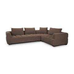 Warner Channel Brown 3-Piece Long Left Arm Sofa Set with Small Corner Piece with Back Cushions - Ornate Home