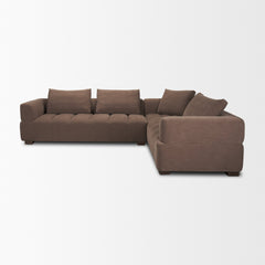 Warner Channel Brown 3-Piece Long Left Arm Sofa Set with Small Corner Piece with Back Cushions - Ornate Home