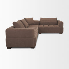 Warner Channel Brown 3-Piece Long Left Arm Sofa Set with Small Corner Piece with Back Cushions - Ornate Home