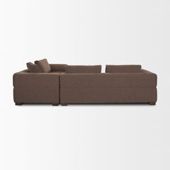 Warner Channel Brown 3-Piece Long Left Arm Sofa Set with Small Corner Piece with Back Cushions - Ornate Home