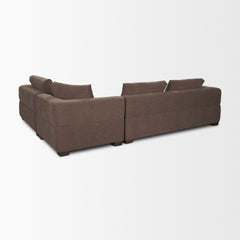 Warner Channel Brown 3-Piece Long Left Arm Sofa Set with Small Corner Piece with Back Cushions - Ornate Home