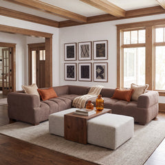 Warner Channel Brown 3-Piece Long Right Arm Sofa Set with Small Corner Piece - Ornate Home