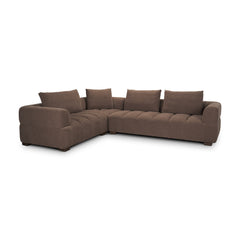 Warner Channel Brown 3-Piece Long Right Arm Sofa Set with Small Corner Piece with Back Cushions - Ornate Home