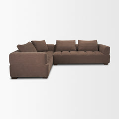 Warner Channel Brown 3-Piece Long Right Arm Sofa Set with Small Corner Piece with Back Cushions - Ornate Home