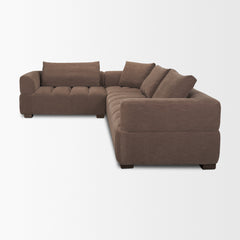 Warner Channel Brown 3-Piece Long Right Arm Sofa Set with Small Corner Piece with Back Cushions - Ornate Home