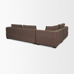 Warner Channel Brown 3-Piece Long Right Arm Sofa Set with Small Corner Piece with Back Cushions - Ornate Home